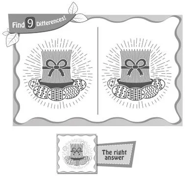 Find 9 differences game black navruz Illustrazione stock