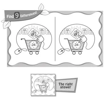 Find 9 differences game discounts Stock Illustration