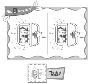 Find 9 differences game food Stock Illustration