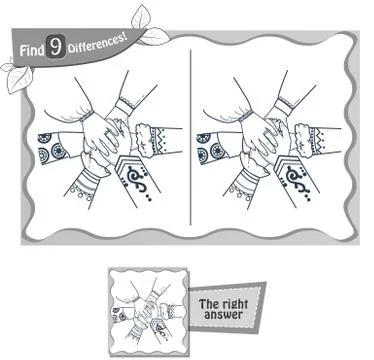 Find 9 differences game  friendship people Stock Illustration