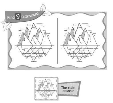 Find 9 differences game iceberg Stock Illustration