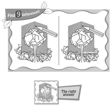 Find 9 differences game paper Stock Illustration