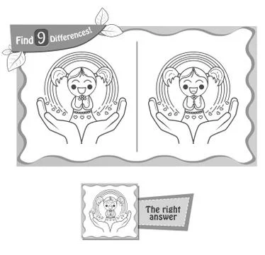 Find 9 differences game rainbow Stock Illustration