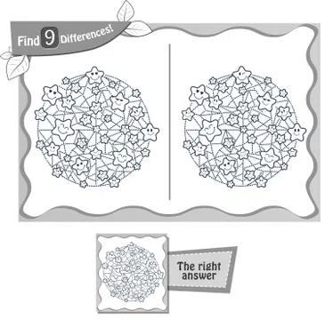Find 9 differences game  stars  smiles Stock Illustration