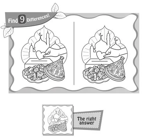 Find 9 differences game  sweets, oriental Stock Illustration