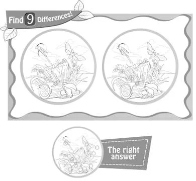 Find 9 differences grasshopper Stockillustratie