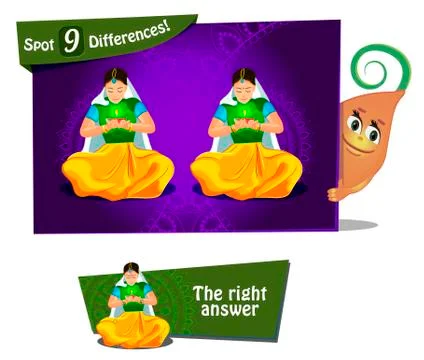 Find 9 differences Stock Illustration