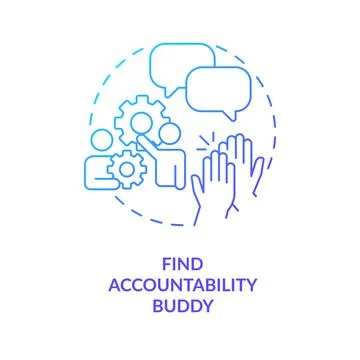Find accountability buddy blue gradient concept icon Stock Illustration