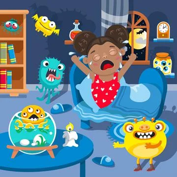 Find and count all monsters. Halloween night with funny characters in room 스톡 일러스트