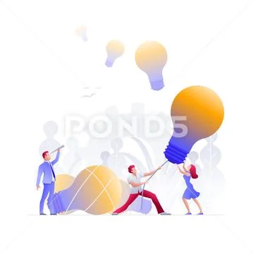 Find and hunt new ideas concept web site design template Stock Illustration
