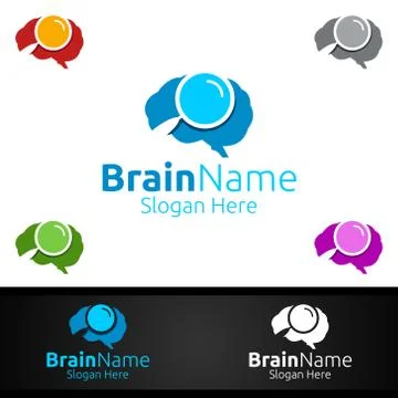 Find Brain Technology Logo with Think Idea Concept Design Illustrazione stock