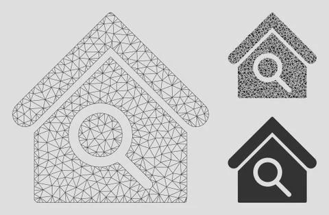 Find Building Vector Mesh 2D Model and Triangle Mosaic Icon Ilustración de archivo