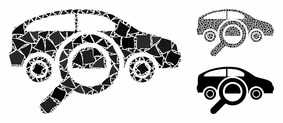 Find car Mosaic Icon of Bumpy Parts Stock Illustration