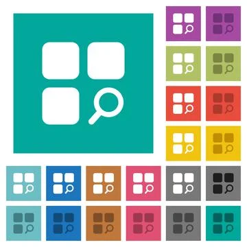 Find component square flat multi colored icons Stock Illustration