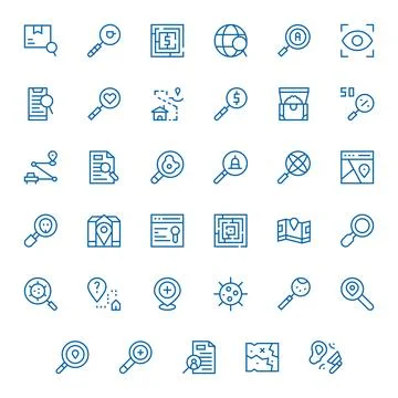 Find Comprehensive Vector Bundle with 35 Grid Fitted Regular Line 128x128 Ico Stock Illustration