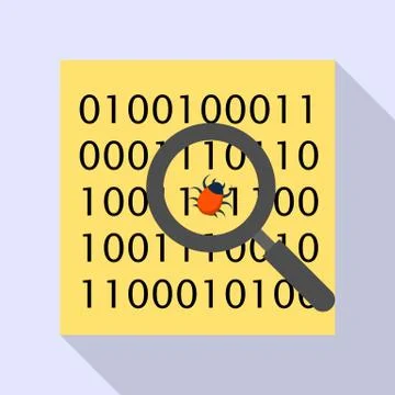 Find computer virus icon, flat style 스톡 일러스트