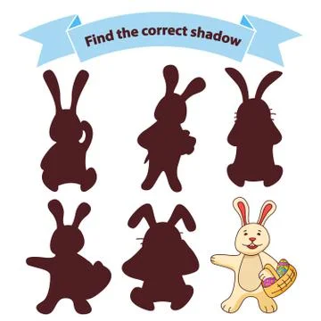 Find the correct shadow with a basket with Easter eggs. 스톡 일러스트