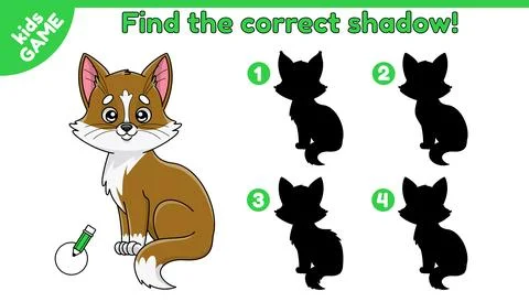 Find the correct shadow cartoon cat Stock Illustration