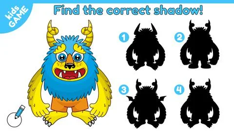 Find the correct shadow cartoon monster-2 Stock Illustration