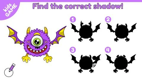 Find the correct shadow cartoon monster-4 Stock Illustration