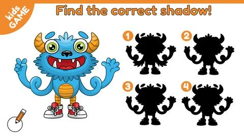 Find the correct shadow cartoon monster-7 Stock Illustration