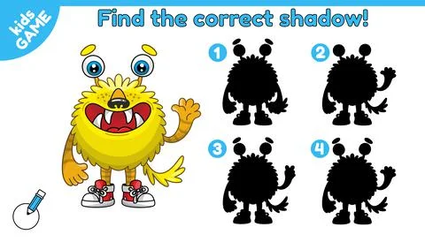 Find the correct shadow cartoon monster-5 Stock Illustration