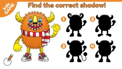 Find the correct shadow cartoon monster-8 Stock Illustration