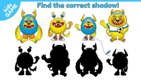 Find the correct shadow cartoon monsters-4 Stock Illustration