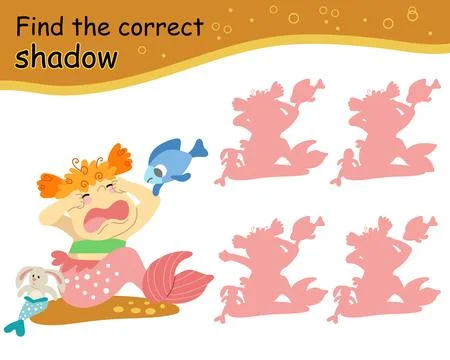 Find the correct shadow crying mermaid vector Stockillustratie