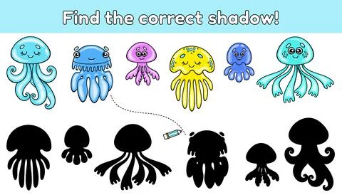 Find the correct shadow cute jellyfish Stock Illustration