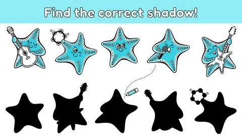 Find the correct shadow cute starfish Stock Illustration