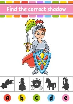 Find the correct shadow. Education developing worksheet. Activity page. Color Stock Illustration