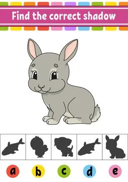 Find the correct shadow. Education developing worksheet. Activity page. Color Stock Illustration