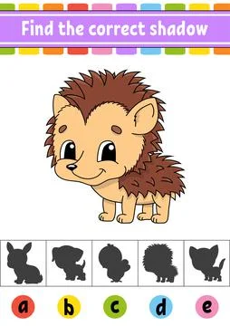 Find the correct shadow. Education developing worksheet. Activity page. Color Stock Illustration