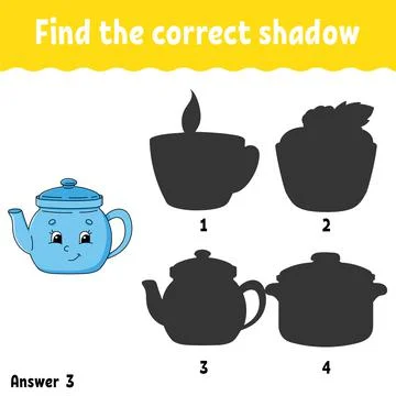 Find the correct shadow. Education developing worksheet. Matching game for ki Stock Illustration