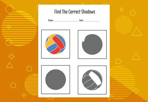 Find the correct shadow. Education developing worksheet. Matching game for .. Stock Illustration