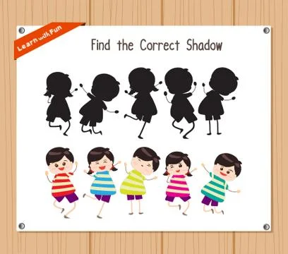Find the correct shadow, education game for children - Kids funny Stock Illustration