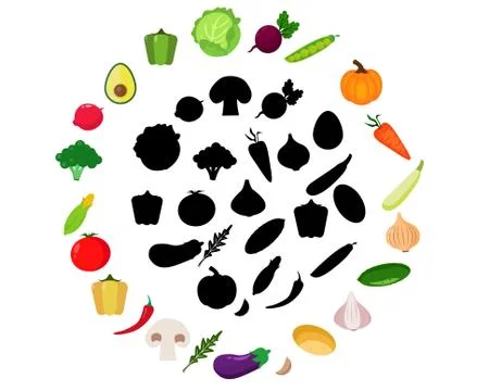 Find the correct shadow, education game for children: vegetables Stock Illustration