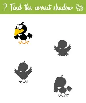 Find the correct shadow. Education game for children Illustrazione stock