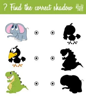Find the correct shadow. Education game for children Illustrazione stock