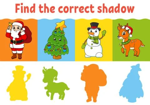 Find the correct shadow. Education worksheet. Matching game for kids. Color a Stock Illustration