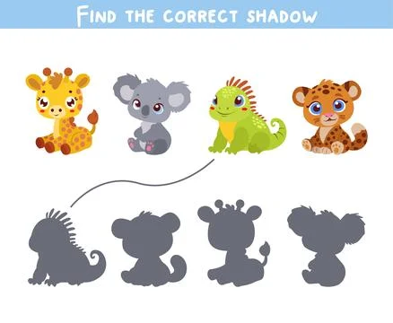 Find the correct shadow. Educational game for children. Illustrazione stock