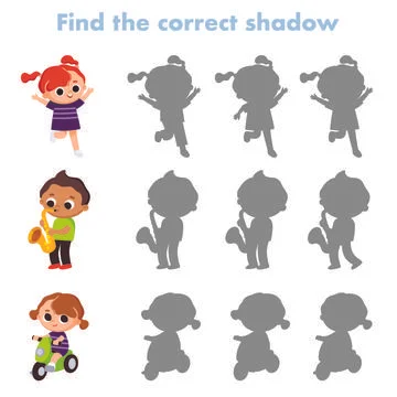 Find the correct shadow. Educational matching game for children. イラスト素材