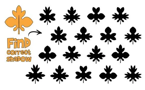 Find the correct shadow. Find 2 same objects. Educational game for children Illustrazione stock