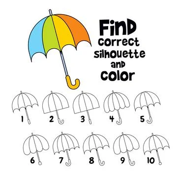 Find the correct shadow. Find 2 same objects. Educational game for children Illustrazione stock