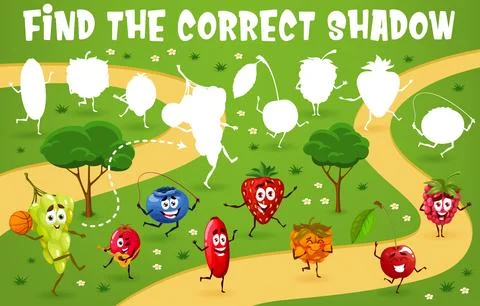 Find the correct shadow game with berry characters Stock Illustration