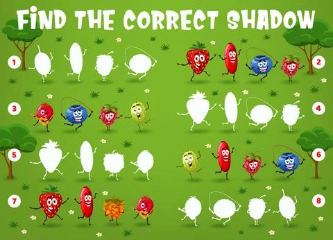 Find the correct shadow game with berry characters Stock Illustration