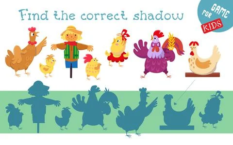 Find correct shadow. Game for children. Activity, vector illustration. Family of Illustrazione stock
