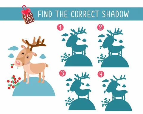 Find the correct shadow. Game for children. Activity, color vector illustration Illustrazione stock