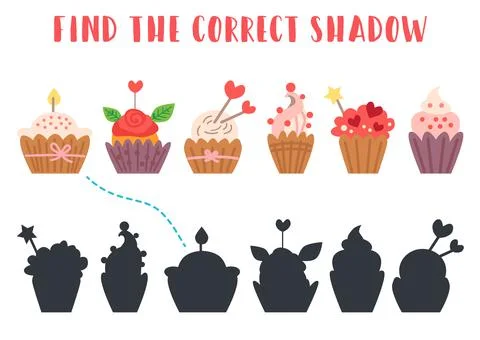 Find the correct shadow. Kids learning game. Stock Illustration